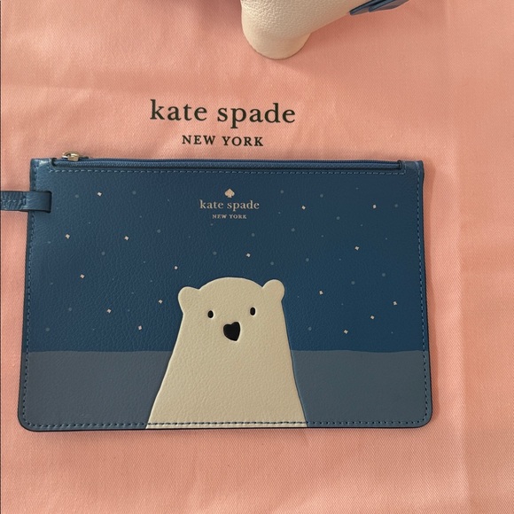 Kate Spade Blue and White Polar Bear Crossbody Bag with polar bear pouch & dusty - Picture 5 of 6